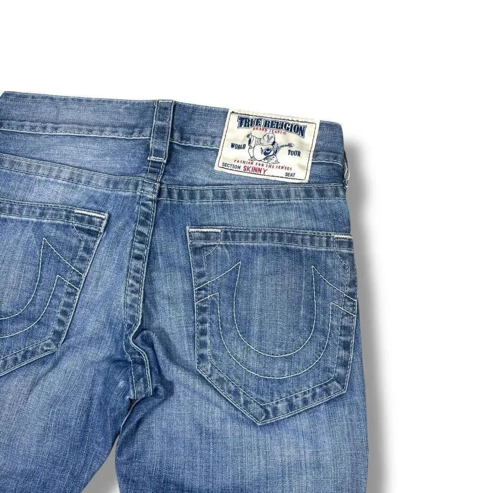 True Religion Women’s Skinny Jeans Super T Billy Dark Wash Denim 28x31 Y2K Denim - Picture 4 of 10